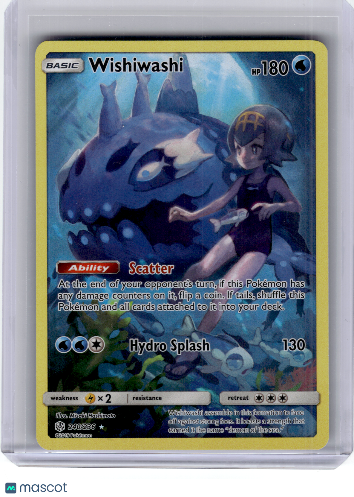 2019 Pokemon—Wishiwashi #240 Sm-Cosmic Eclipse—Secret Rare Holo