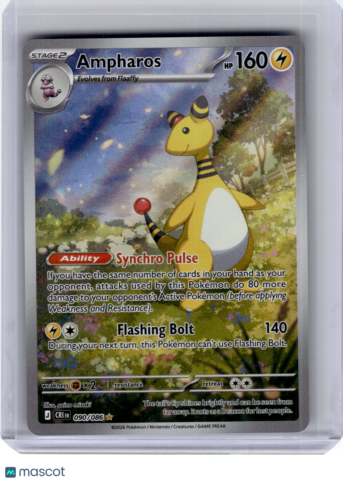 2026 Pokemon—Ampharos #90 Chaos Rising—Illustration Rare Holo [Lightly Played]
