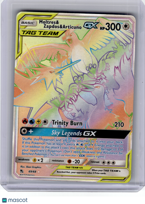2019 Pokemon—Moltres & Zapdos & Articuno GX #69 Hidden Fates—Secret Rare Holo
