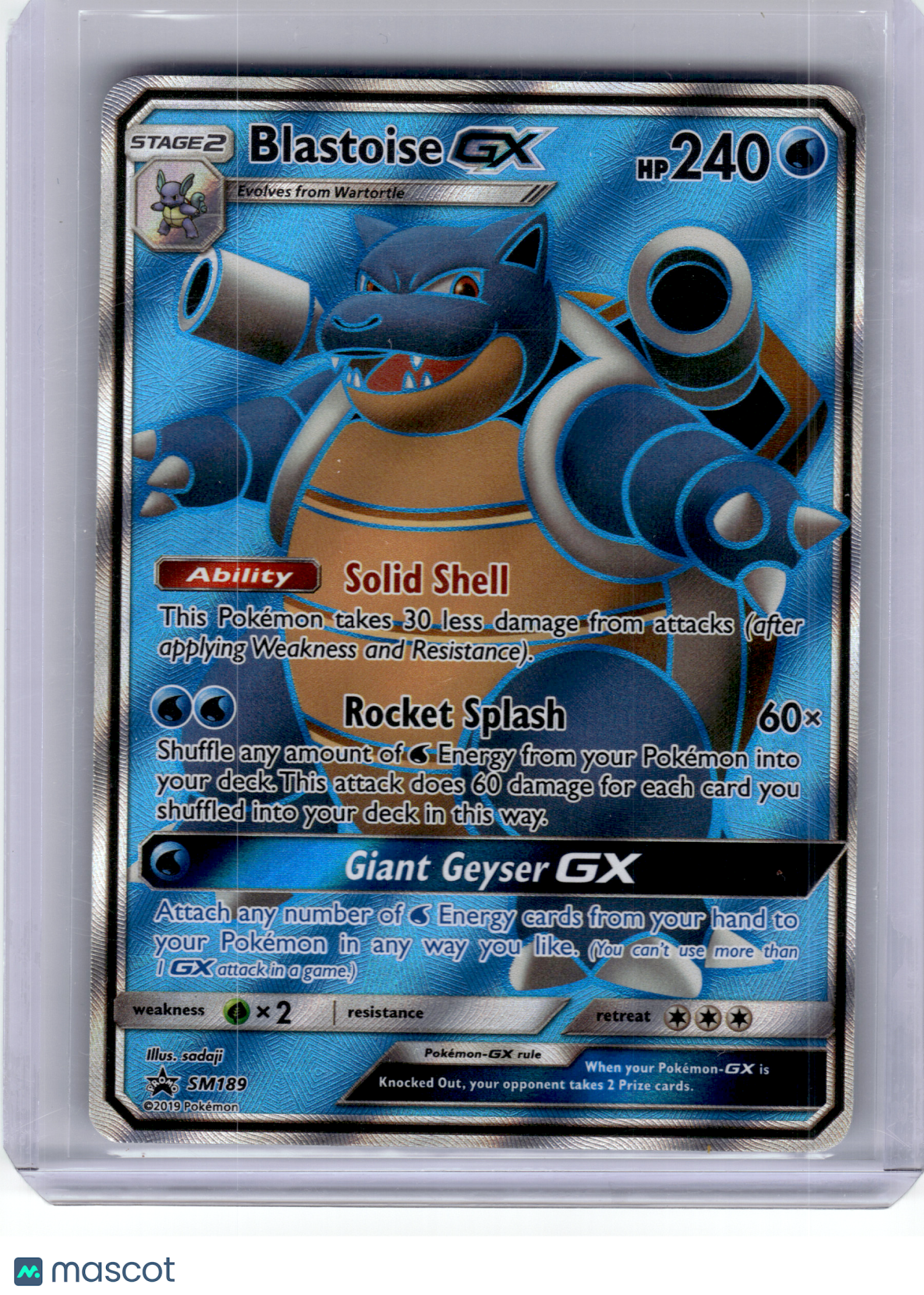 2019 Pokemon—Blastoise GX #SM189 Sun & Moon Promo—Black Star Promo Holo