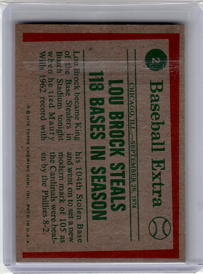 1975 Topps Baseball—Lou Brock #2 —Very Good