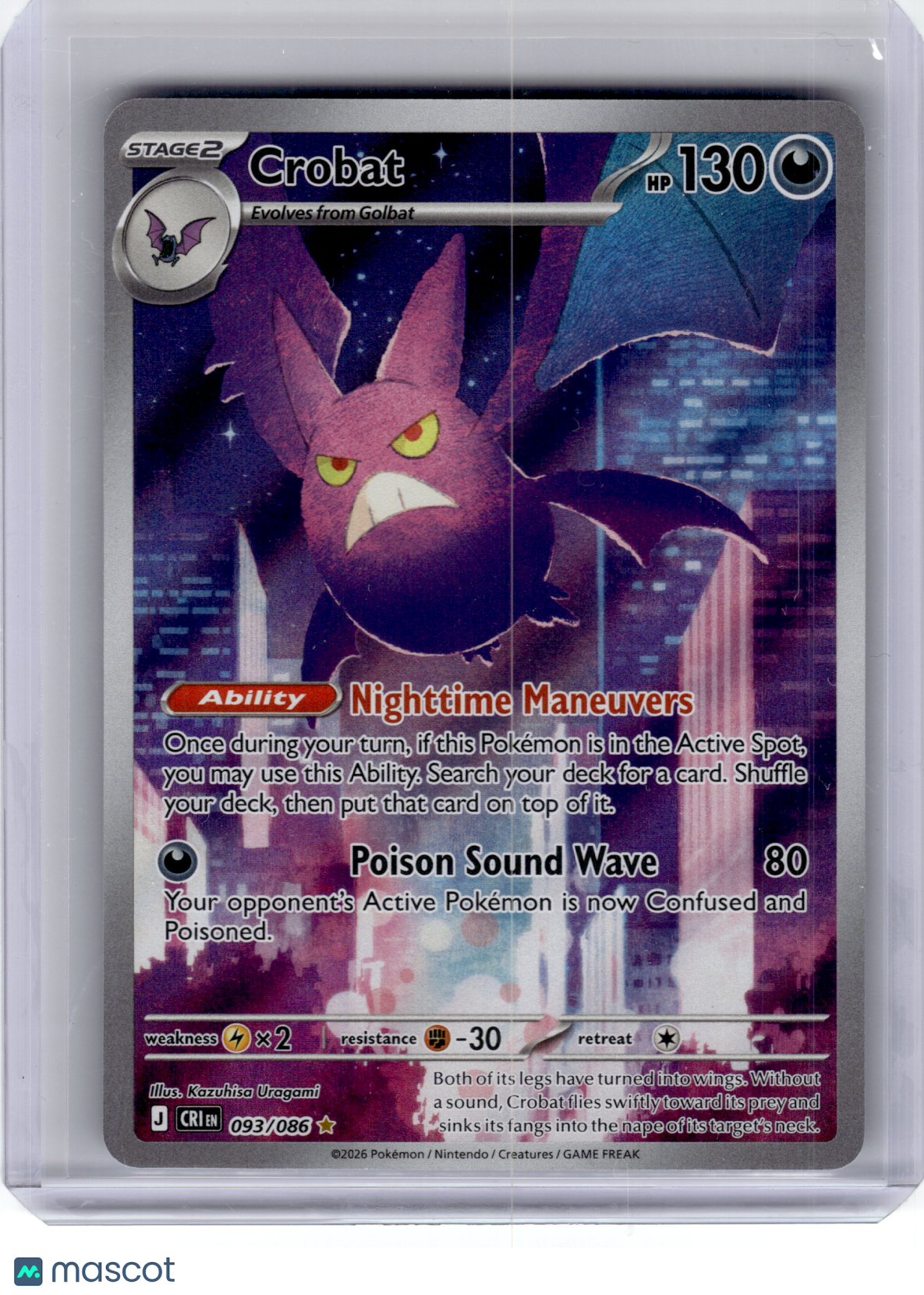 2026 Pokemon—Crobat #93 Ascended Heroes—Illustration Rare Holo