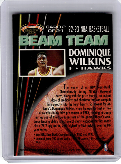 1993 Topps Stadium Club Beam Team Basketball—Dominique Wilkins #2 —Very Good