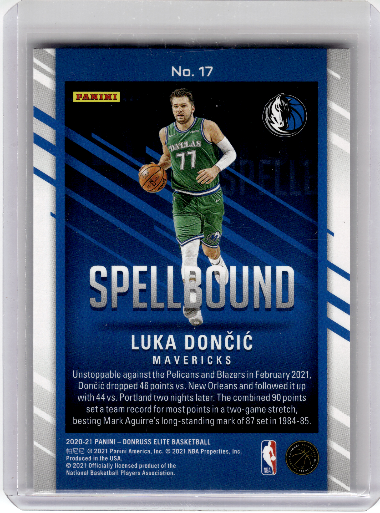 2021 Panini Donruss Elite Spellbound Basketball—Luka Dončić #17 —Very Good