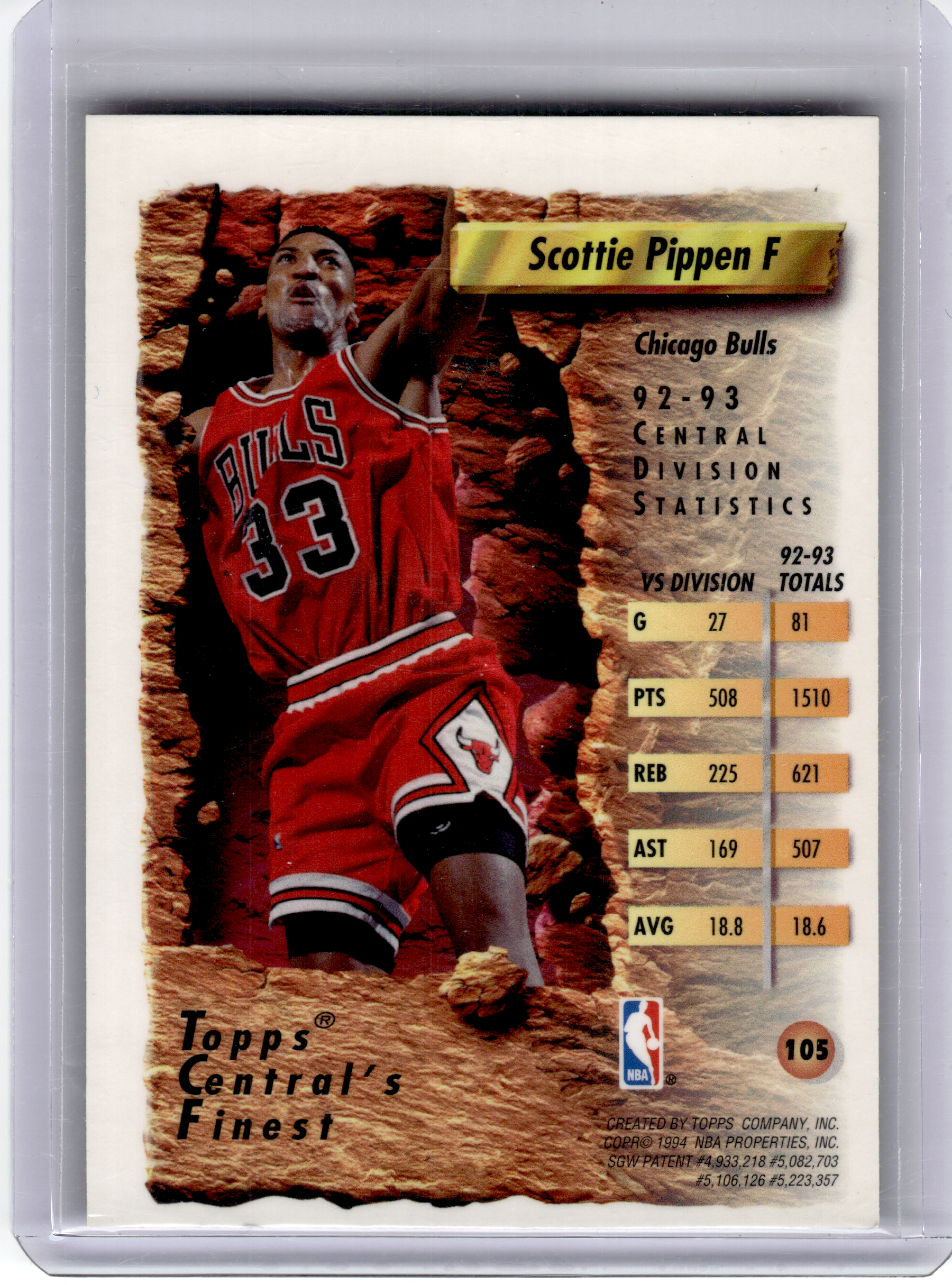 1994 Topps Central's Finest Basketball—Scottie Pippen #105 —Very Good