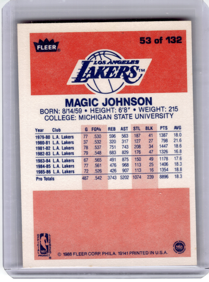 1986 Fleer Premier Basketball—Magic Johnson #53 —Very Good