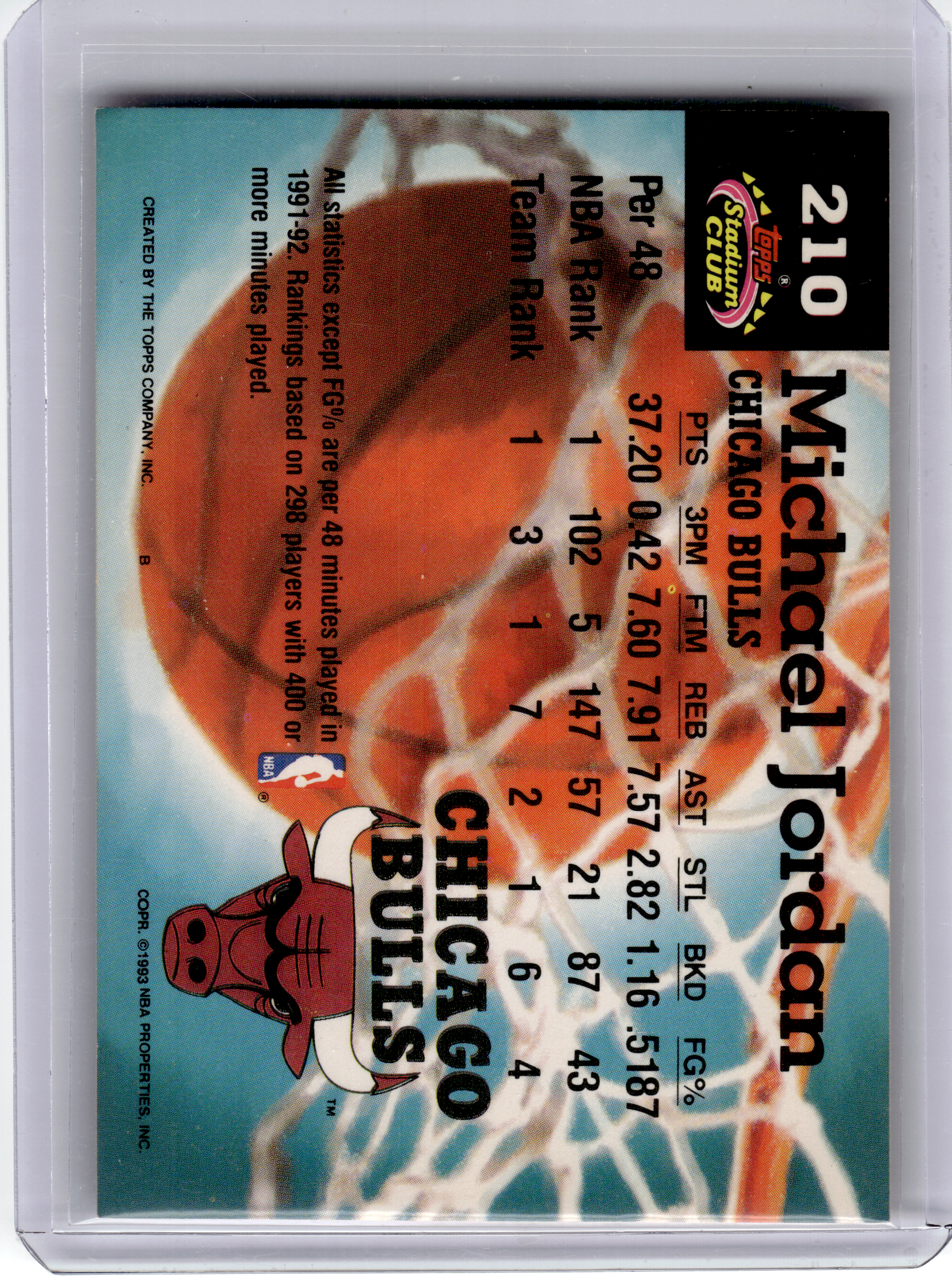 1993 Topps Stadium Club Members Choice Basketball—Michael Jordan #210 —Very Good