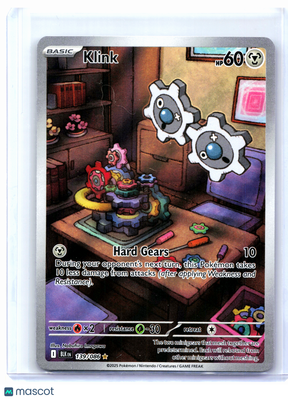 2025 Pokemon—Klink #139/086 Black Bolt—Illustration Rare Holo