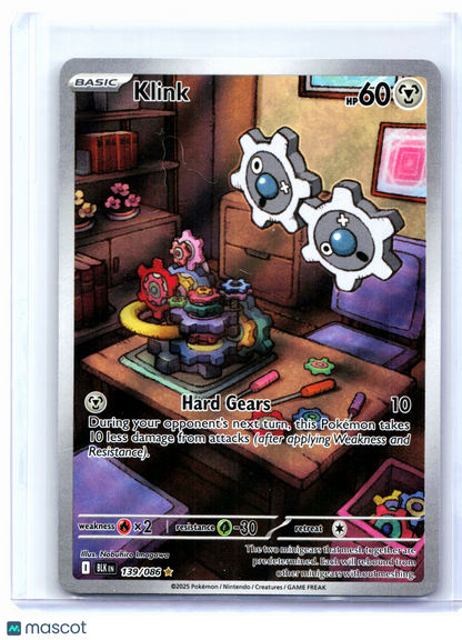 2025 Pokemon—Klink #139/086 Black Bolt—Illustration Rare Holo