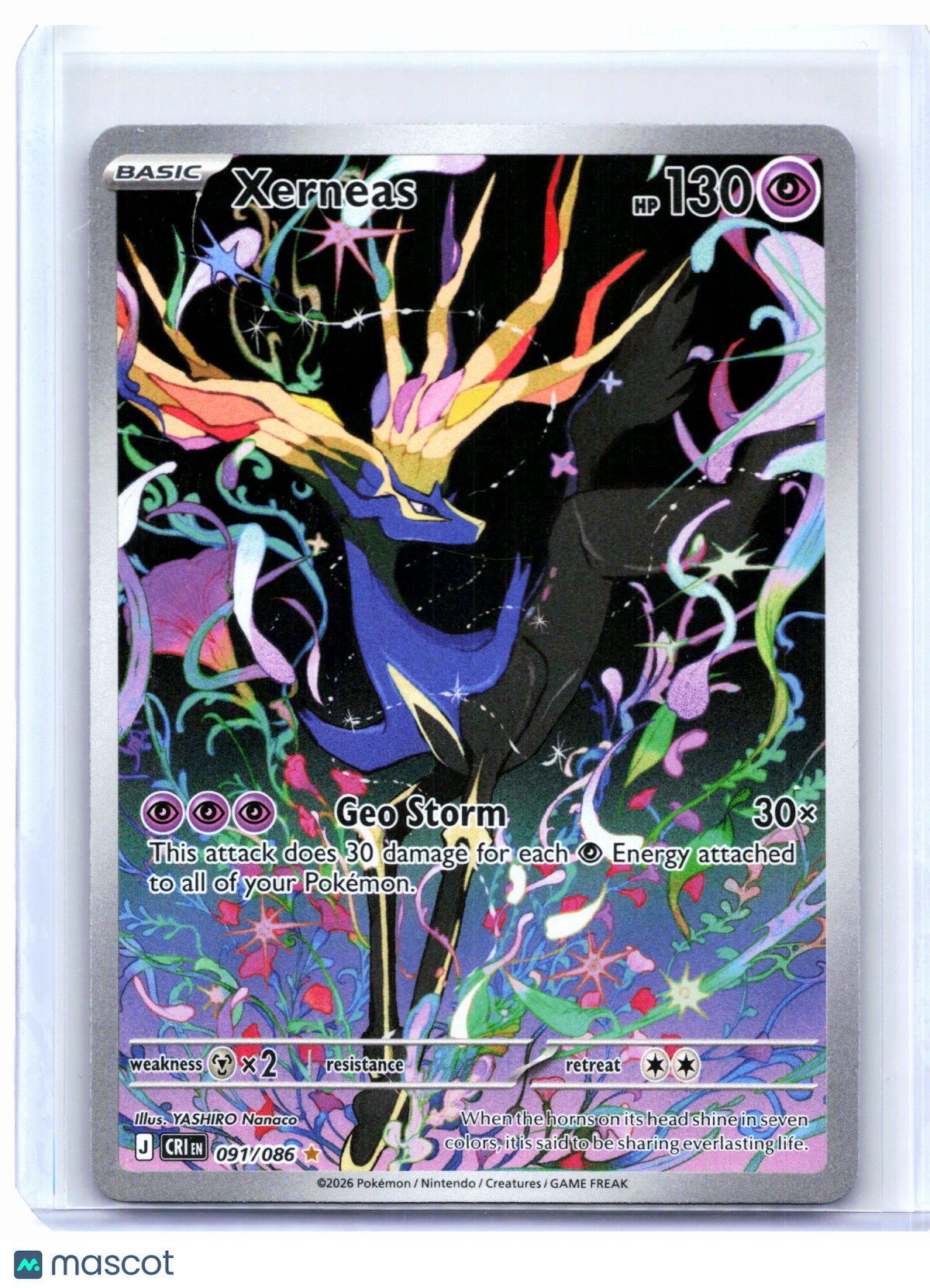 2026 Pokemon—Xerneas #091/086 Chaos Rising—Illustration Rare Holo