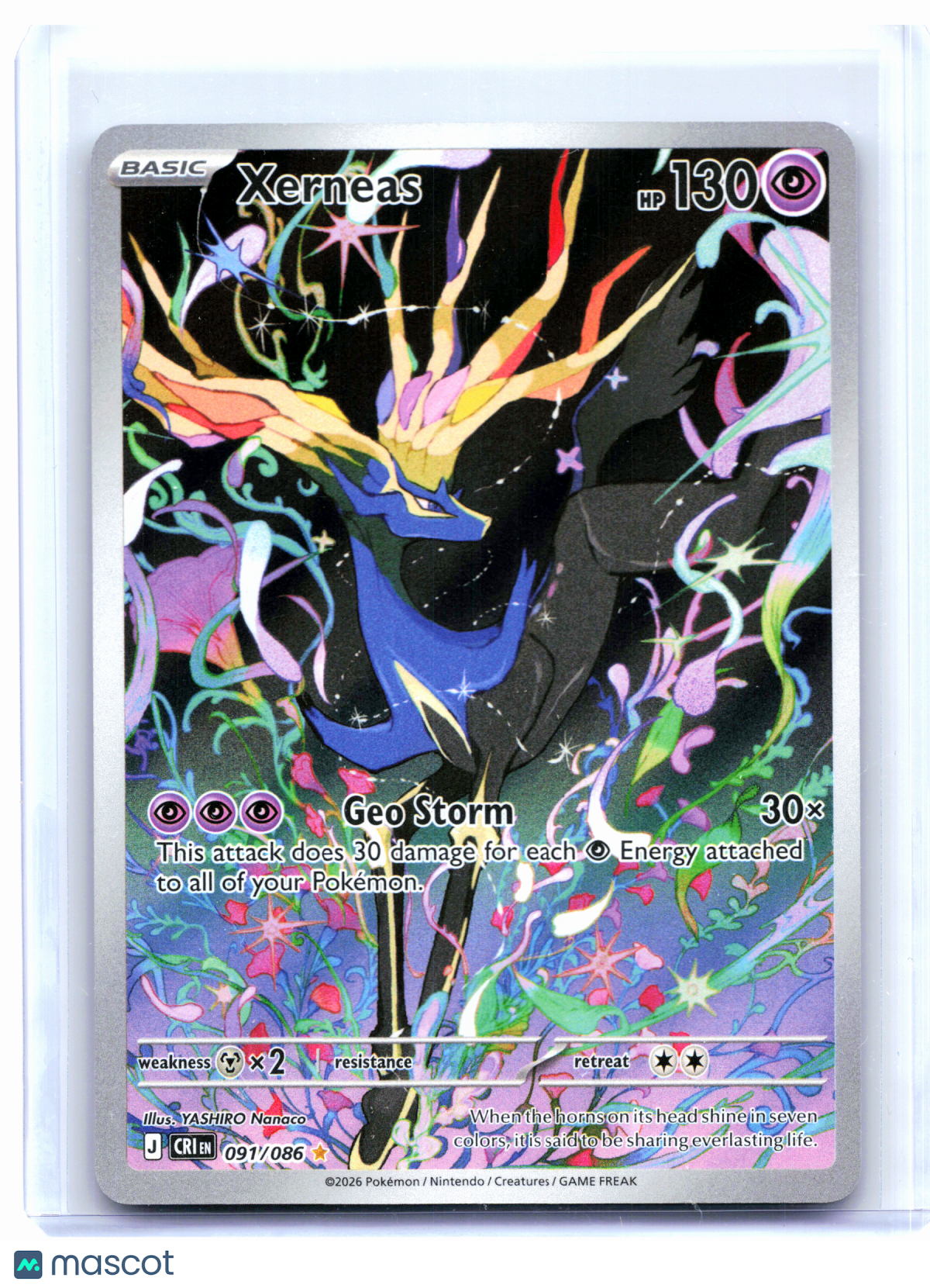 2026 Pokemon—Xerneas #091/086 Chaos Rising—Illustration Rare Holo