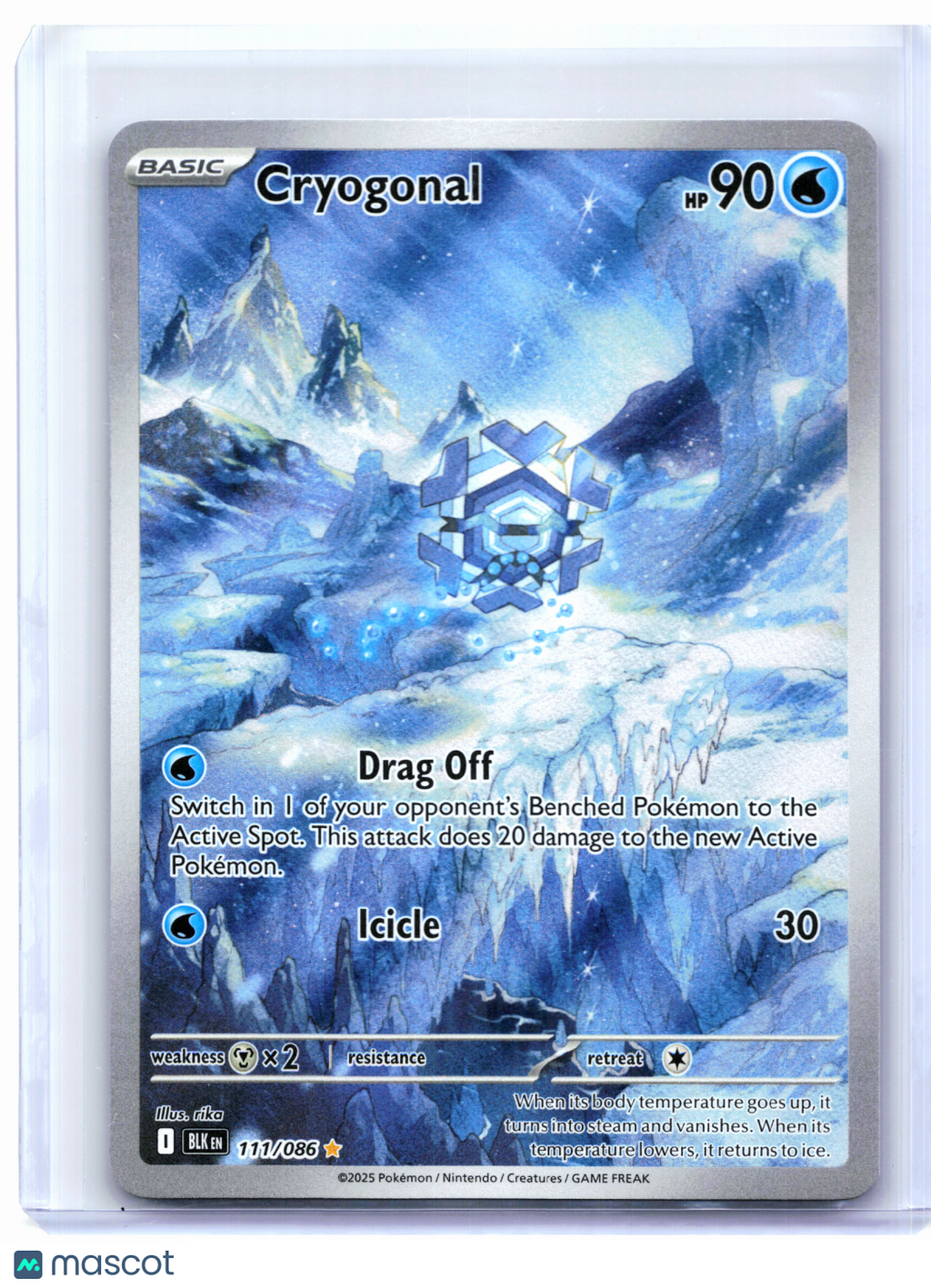 2025 Pokemon—Cryogonal #111/086 Black Bolt—Illustration Rare Holo