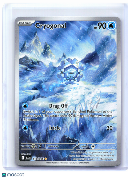 2025 Pokemon—Cryogonal #111/086 Black Bolt—Illustration Rare Holo
