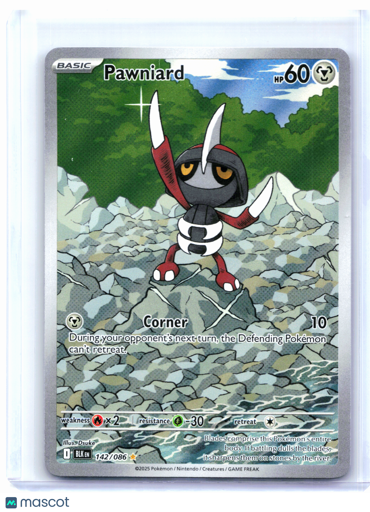 2025 Pokemon—Pawniard #142/086 Black Bolt—Illustration Rare Holo