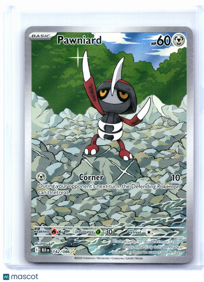 2025 Pokemon—Pawniard #142/086 Black Bolt—Illustration Rare Holo