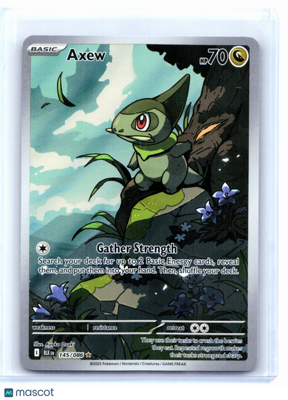 2025 Pokemon—Axew #145/086 Black Bolt—Illustration Rare Holo