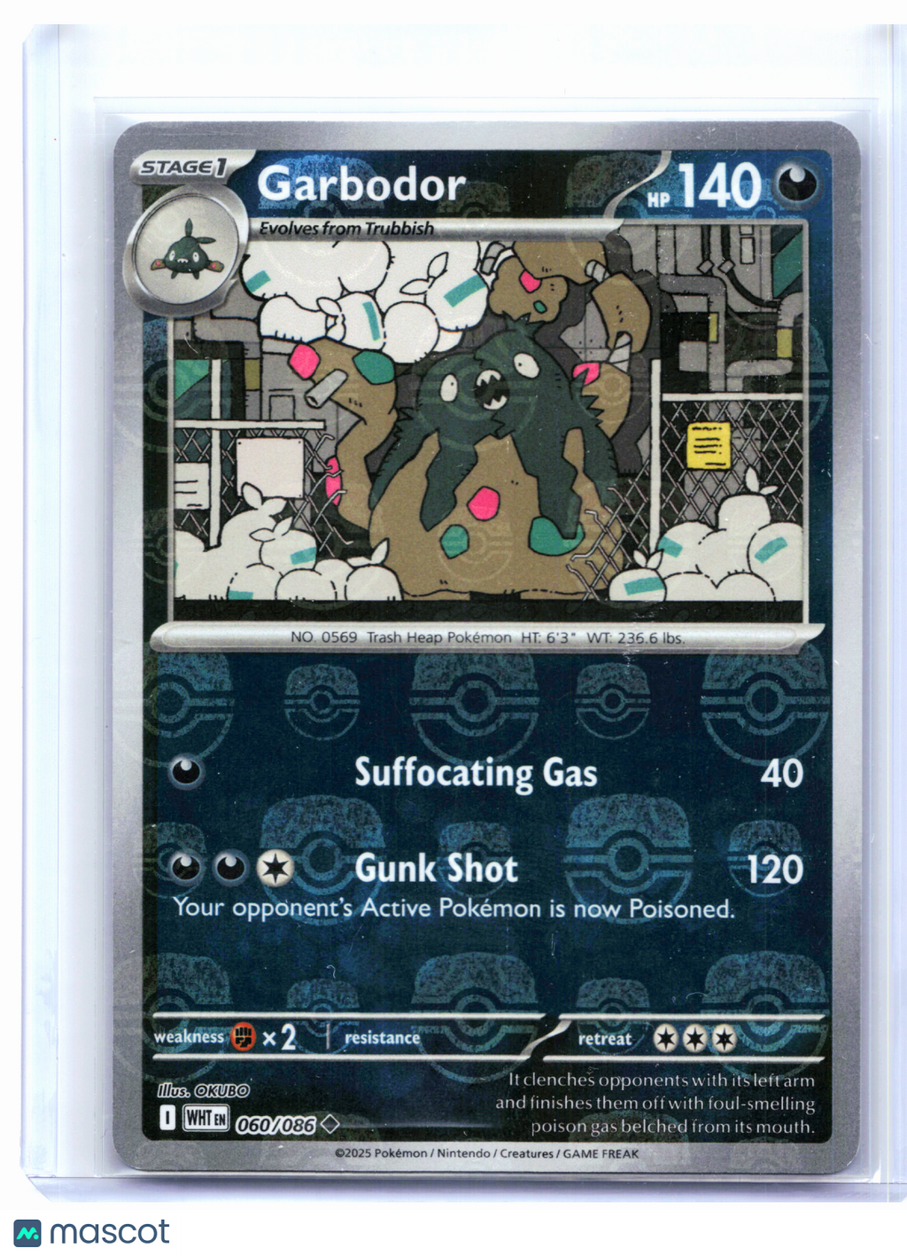 2025 Pokemon—Garbodor #060/086 White Flare—Reverse Holo (Master Ball Pattern)
