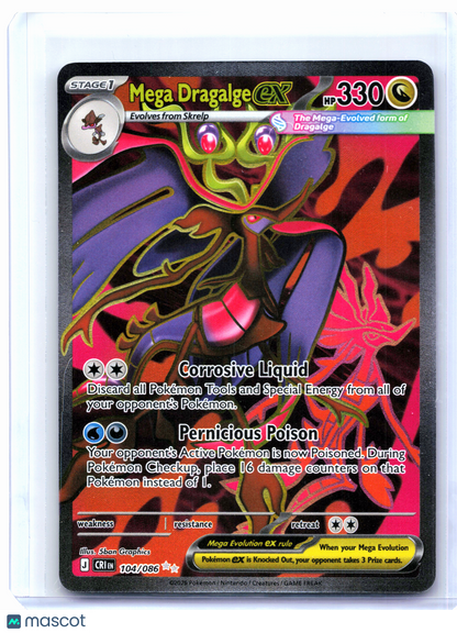 2026 Pokemon—Mega Dragalge ex #104/086 Chaos Rising—Ultra Rare Holo