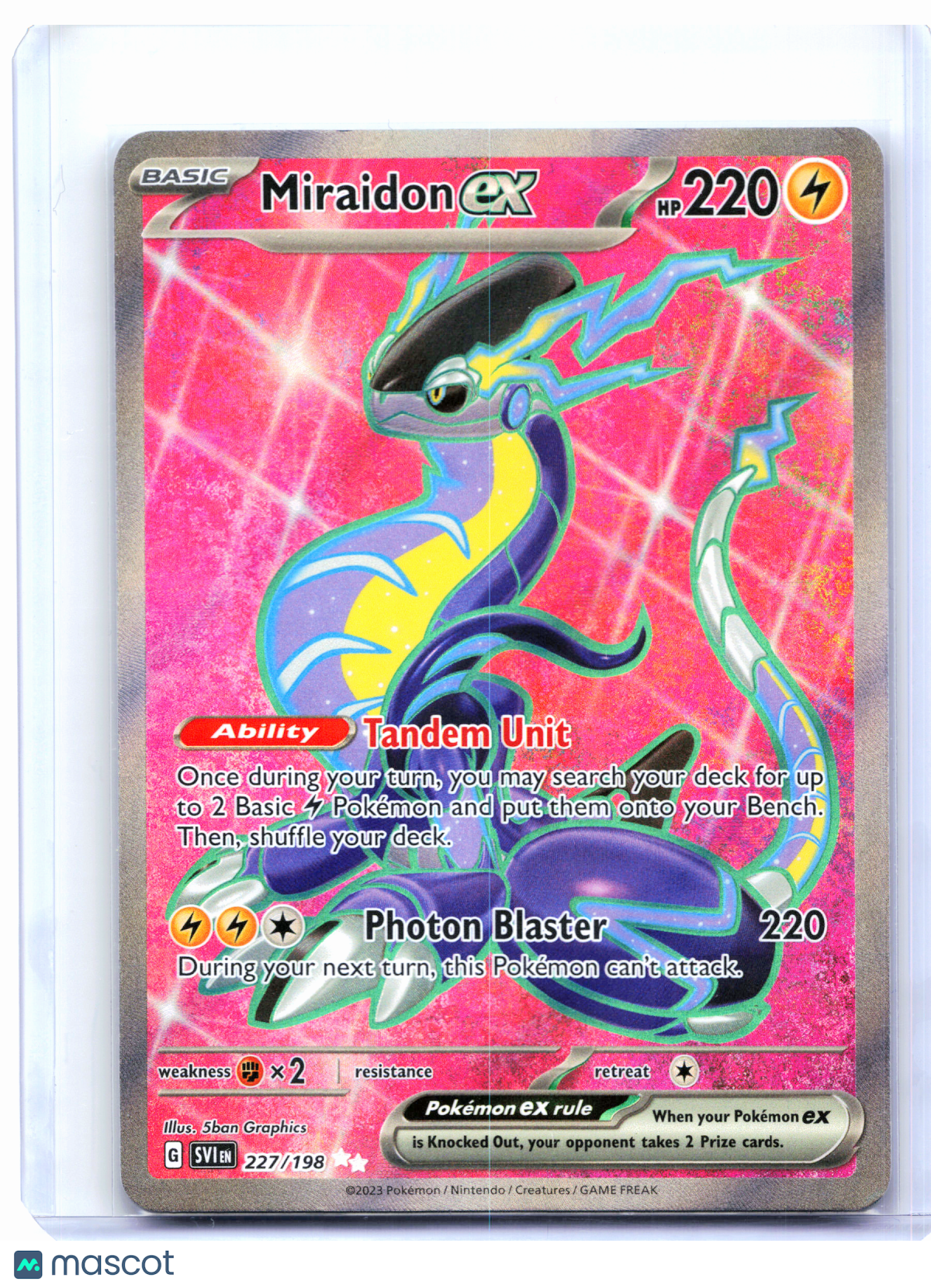 2023 Pokemon—Miraidon ex #227/198 Scarlet & Violet Base Set—Ultra Rare Holo