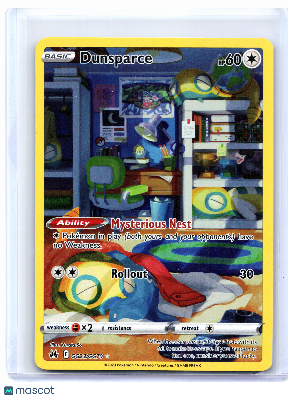 2023 Pokemon—Dunsparce #GG23/GG70 Crown Zenith: Galarian Gallery—Ultra Rare Holo