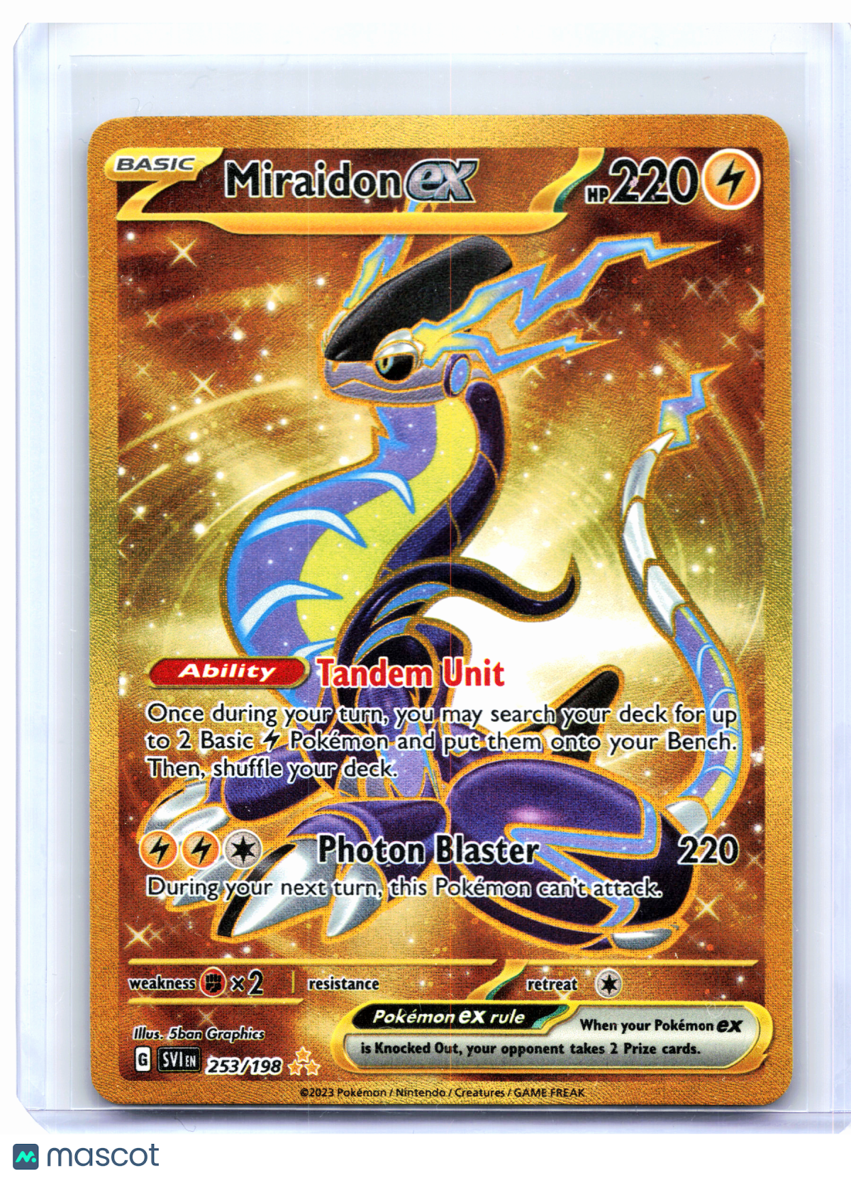 2023 Pokemon—Miraidon ex #253/198 Scarlet & Violet Base Set—Hyper Rare Holo [LP]