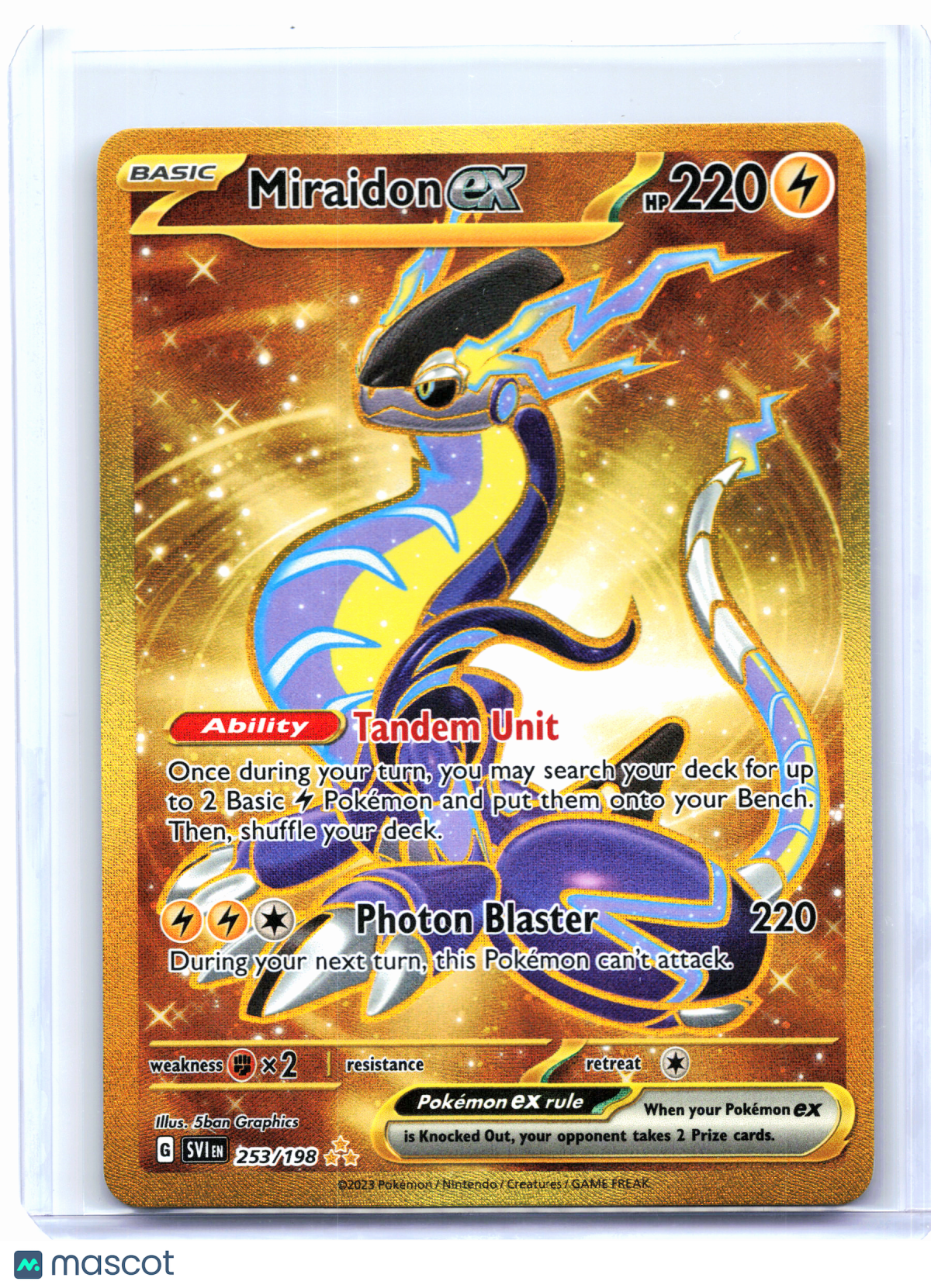 2023 Pokemon—Miraidon ex #253/198 Scarlet & Violet Base Set—Hyper Rare Holo [LP]