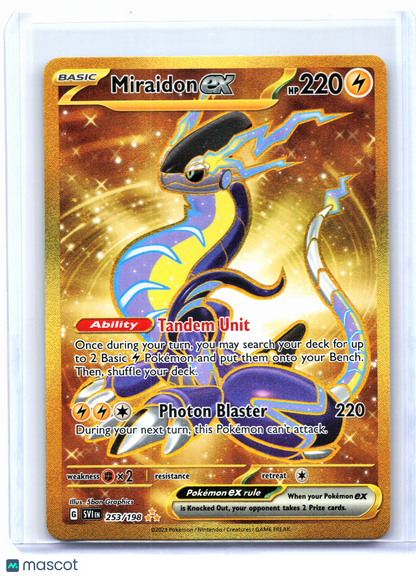 2023 Pokemon—Miraidon ex #253/198 Scarlet & Violet Base Set—Hyper Rare Holo [LP]