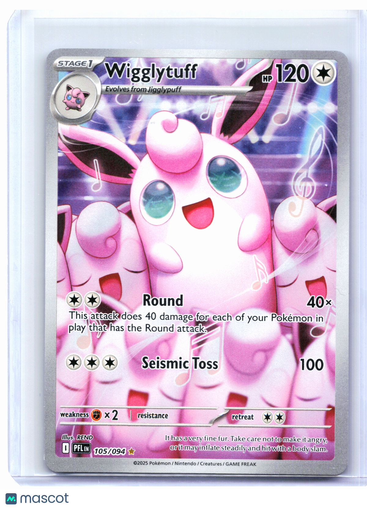2025 Pokemon—Wigglytuff #105/094 Phantasmal Flames—Illustration Rare Holo [LP]