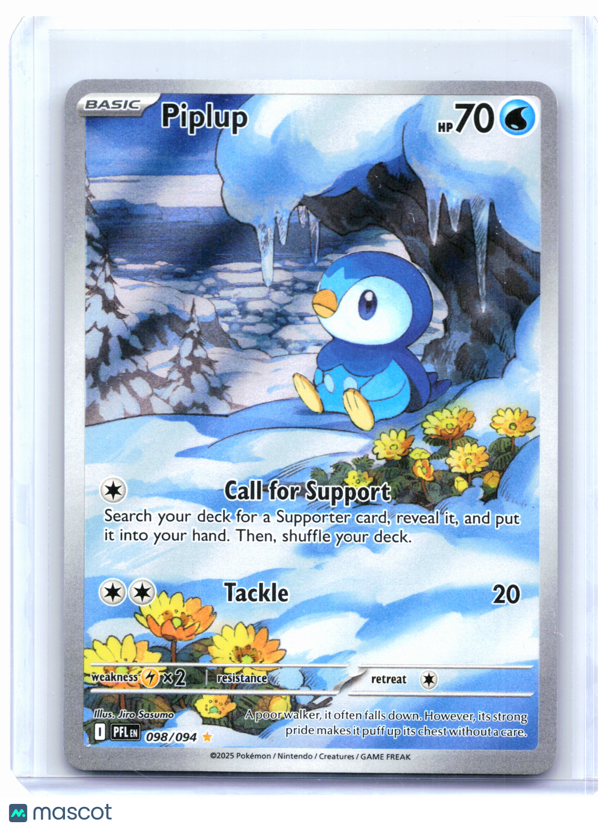2025 Pokemon—Piplup #098/094 Phantasmal Flames—Illustration Rare Holo [LP]