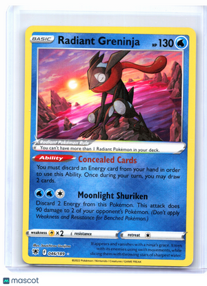 2022 Pokemon—Radiant Greninja #046/189 Astral Radiance—Radiant Rare Holo [LP]