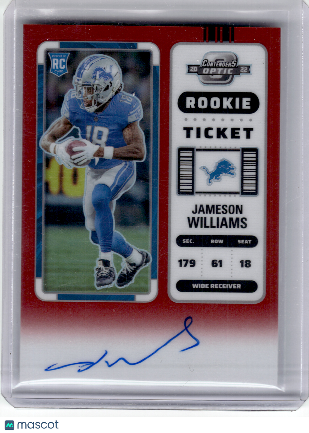 2023 Panini Contenders Optic Prizm Football—Jameson Williams #124 Red RC