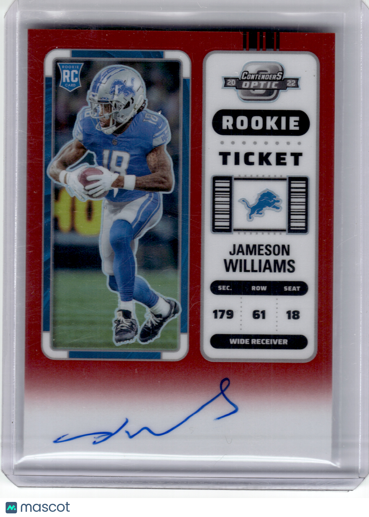 2023 Panini Contenders Optic Prizm Football—Jameson Williams #124 Red RC
