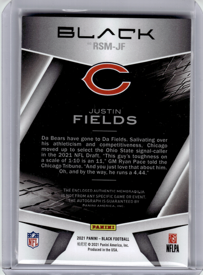 2021 Panini Black Football Football—Justin Fields #RSM-JF 08/35 Patch RC