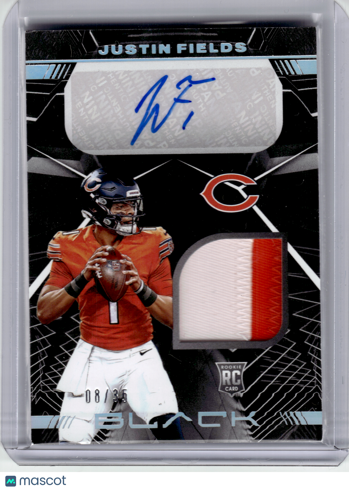 2021 Panini Black Football Football—Justin Fields #RSM-JF 08/35 Patch RC