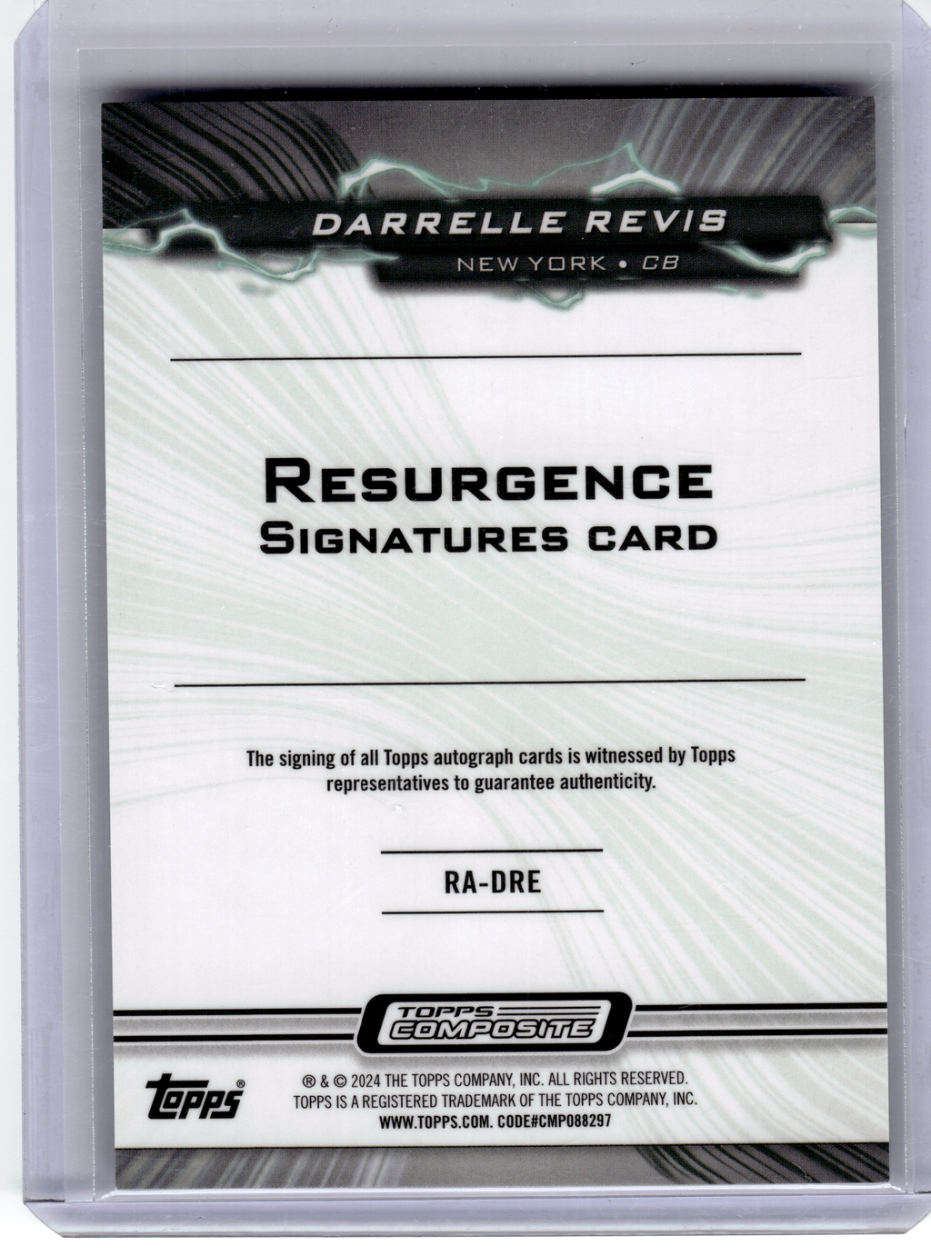 2024 Topps Composite Resurgence Signatures Football—Darrelle Revis #RA-DRE 09/25