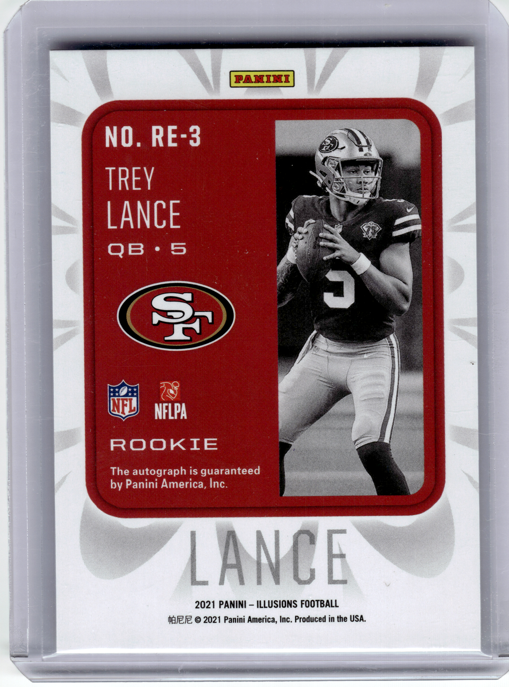 2021 Panini Illusions Rookie Endorsements Football—Trey Lance #RE-3 40/99 RC