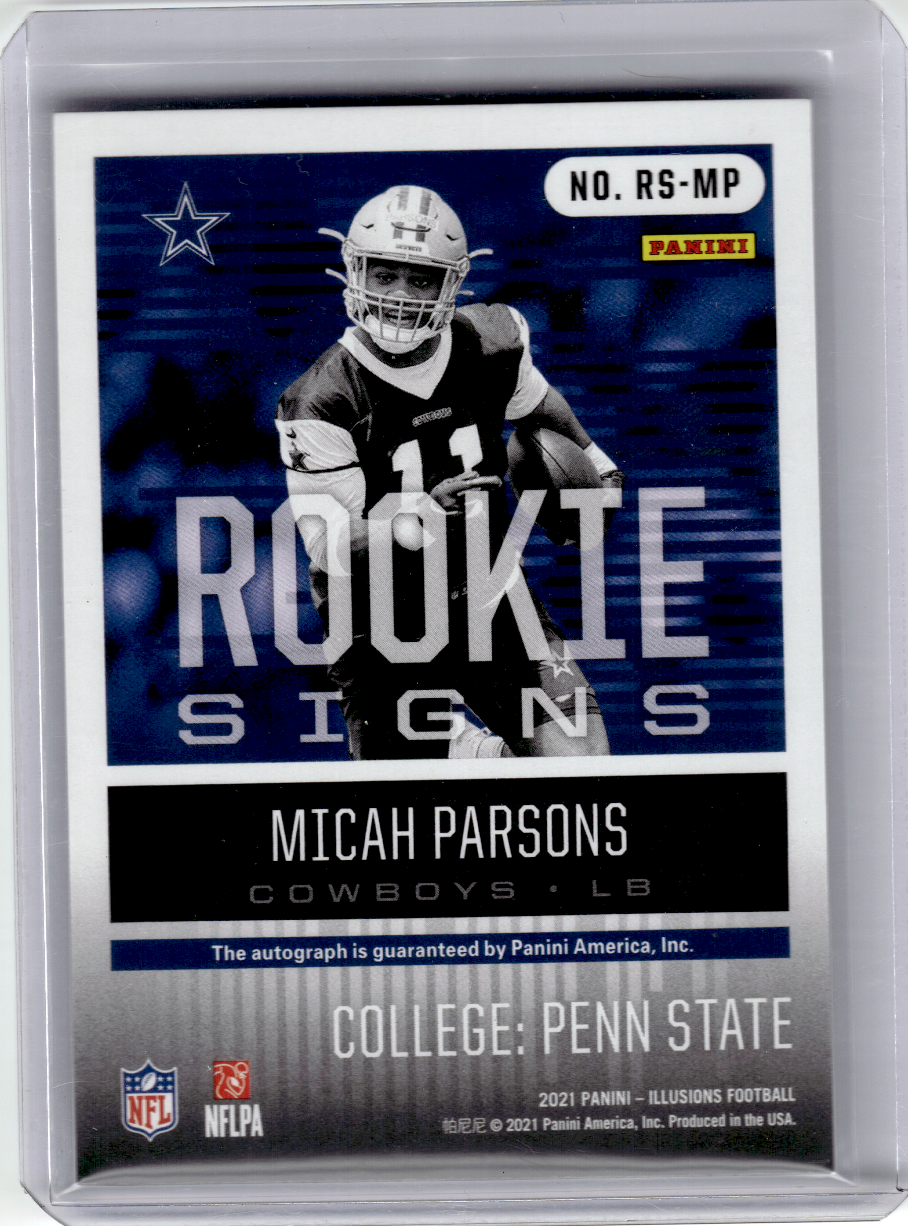2021 Panini Illusions Rookie Signs Football—Micah Parsons #RS-MP RC 59/75