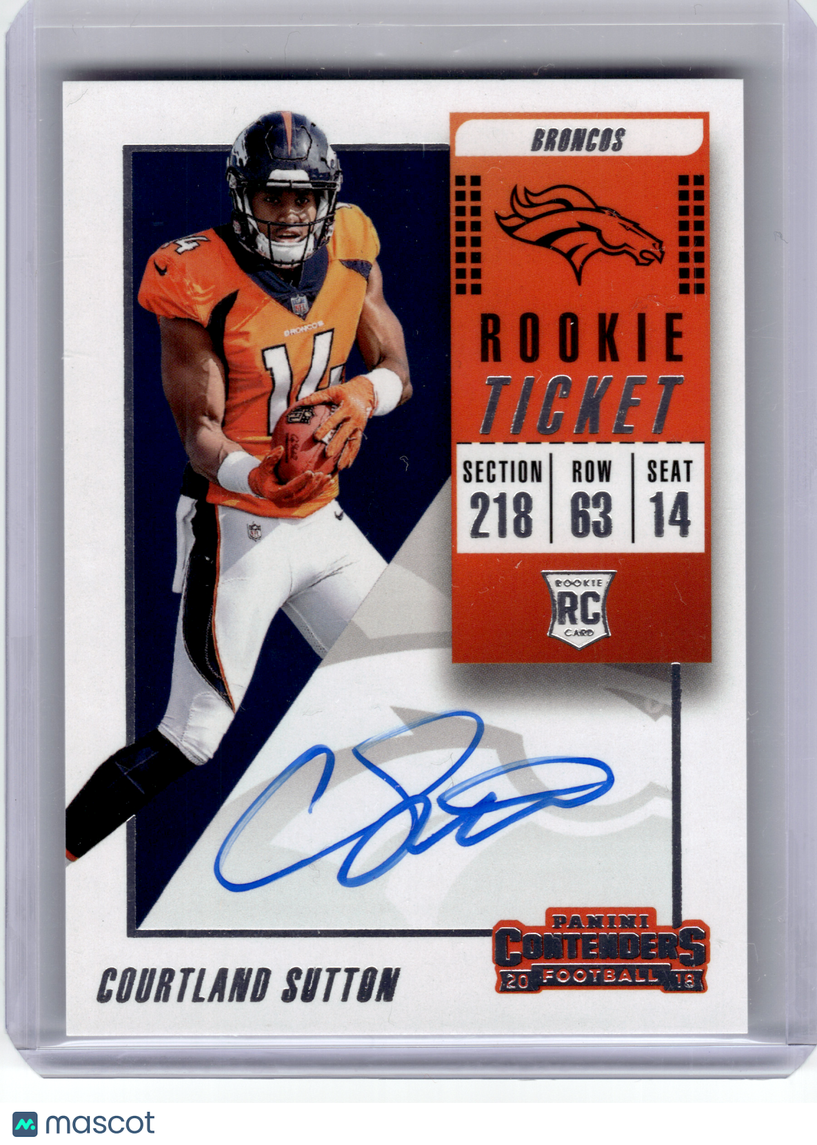 2018 Panini Contenders Football Rookie Ticket Football—Courtland Sutton #115 RC