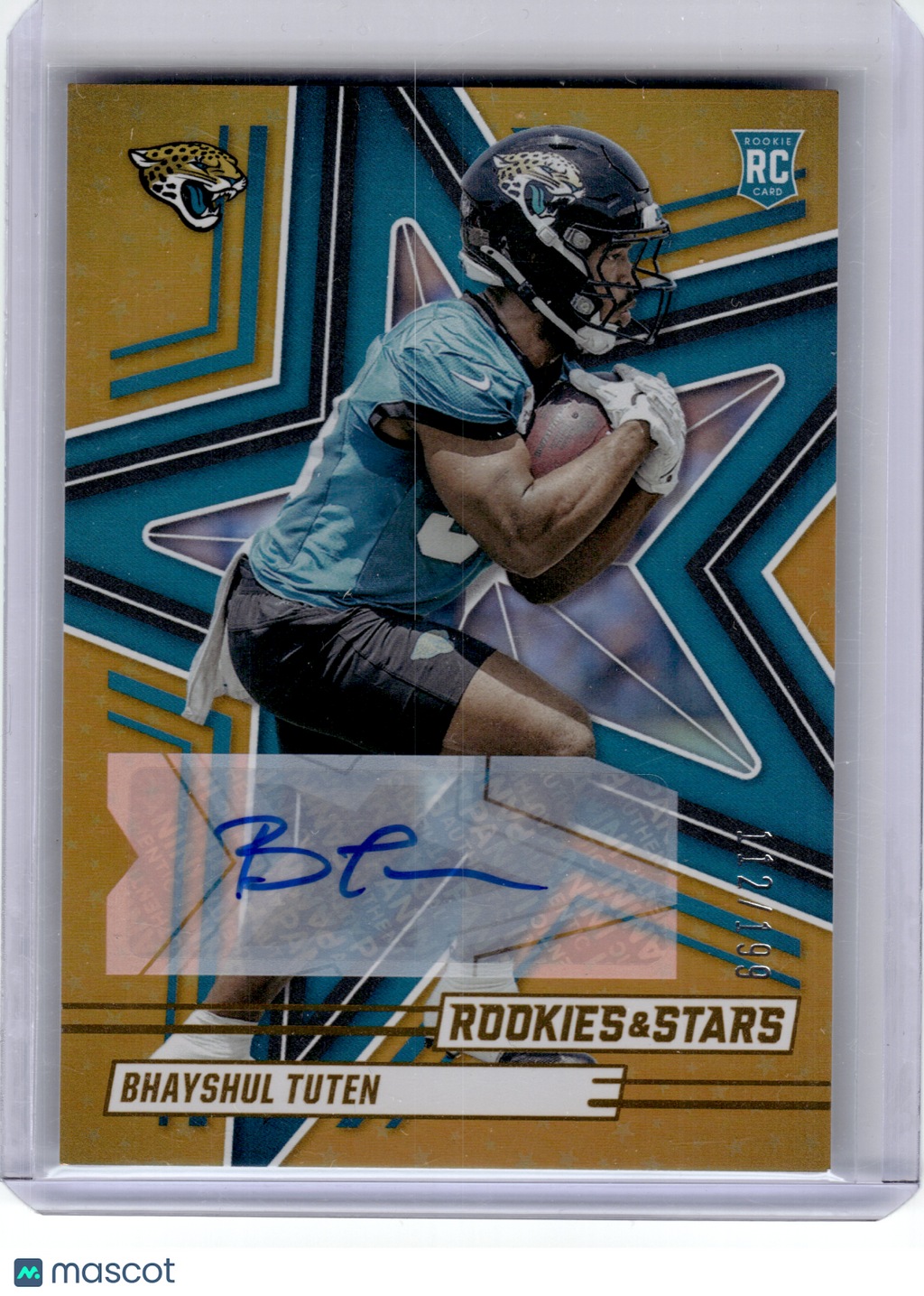 2025 Panini Rookies & Stars Football—Bhayshul Tuten #109 Gold RC—Very Good