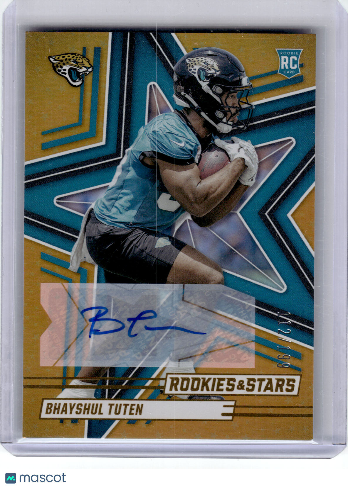 2025 Panini Rookies & Stars Football—Bhayshul Tuten #109 Gold RC—Very Good
