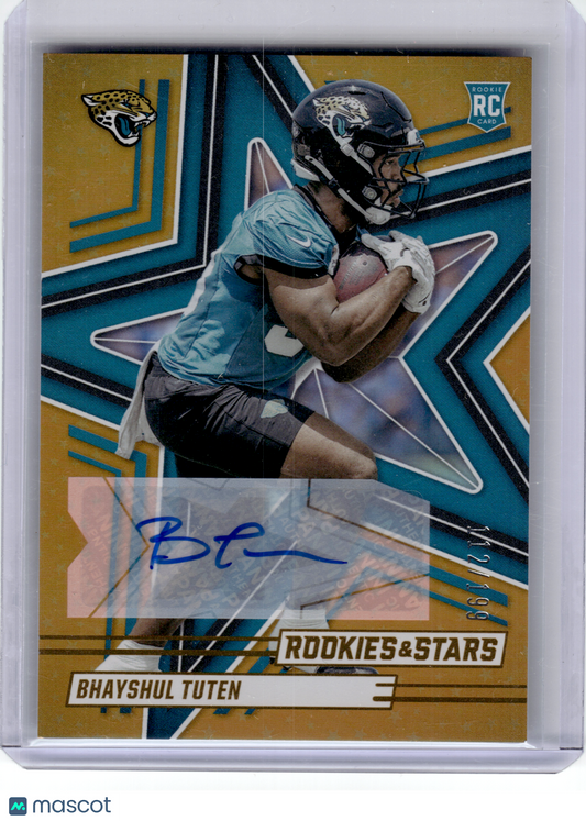 2025 Panini Rookies & Stars Football—Bhayshul Tuten #109 Gold RC—Very Good