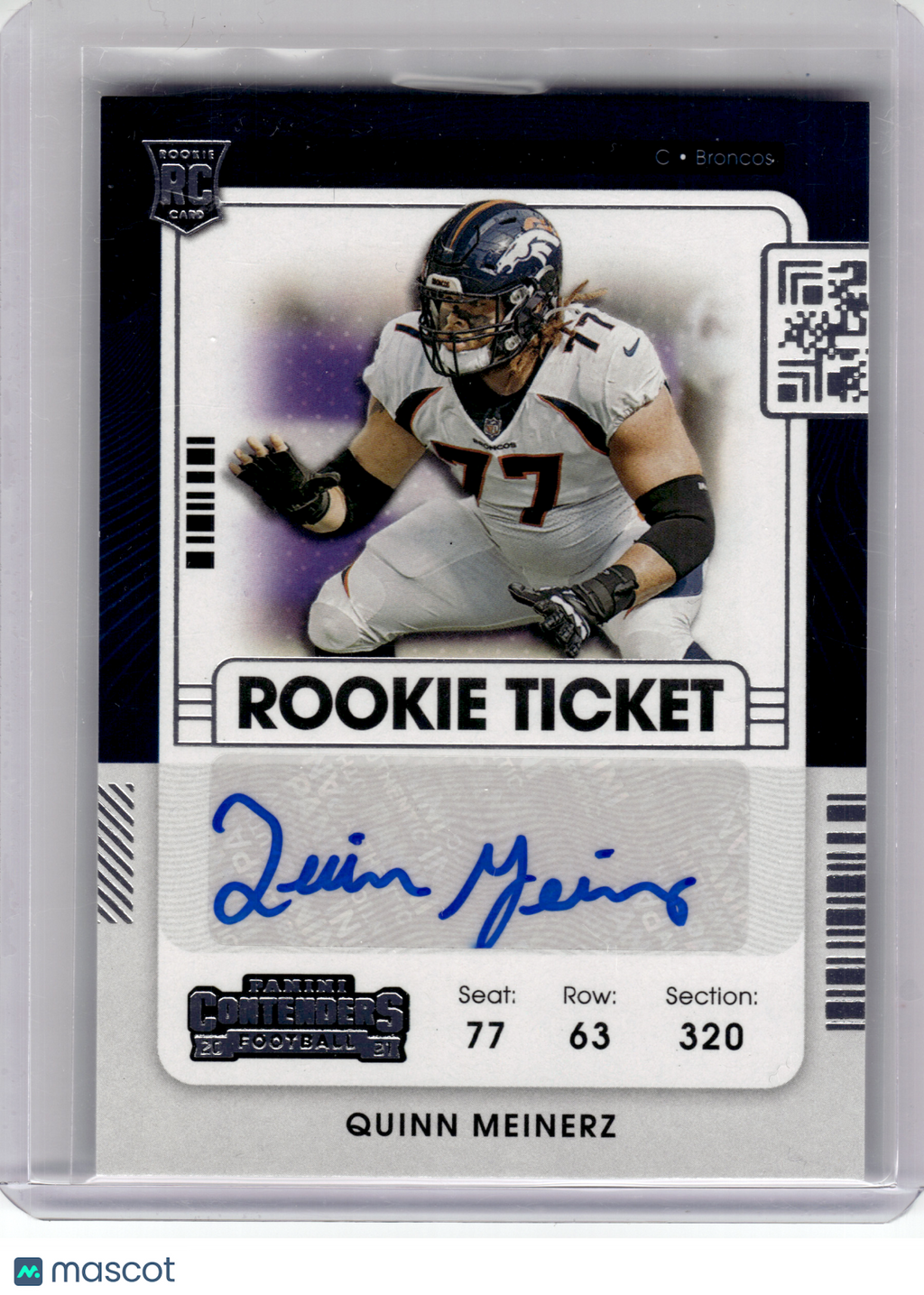 2021 Panini Panini Contenders Football—Quinn Meinerz #193 RC—Very Good