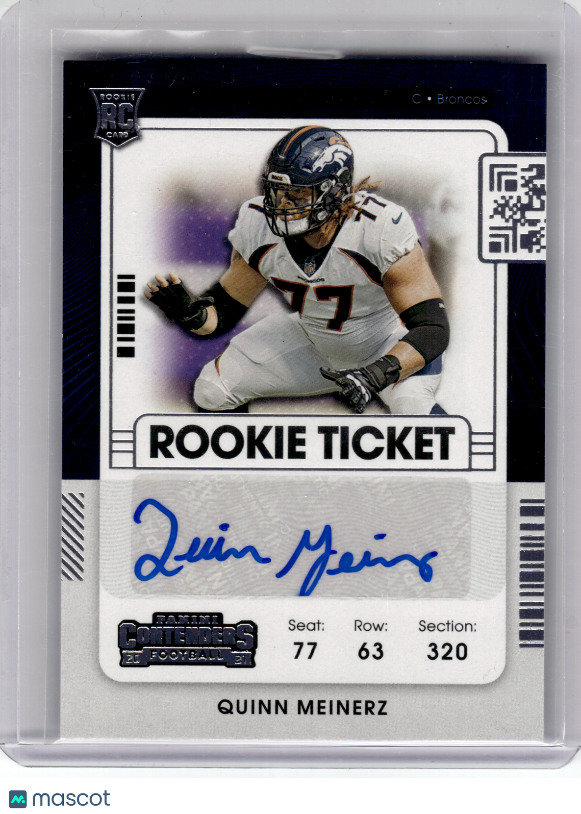 2021 Panini Panini Contenders Football—Quinn Meinerz #193 RC—Very Good