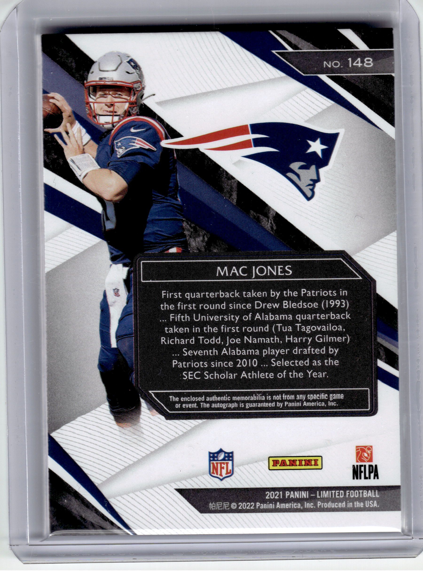 2022 Panini Limited Football Football—Mac Jones #148 20/75 Patch RC