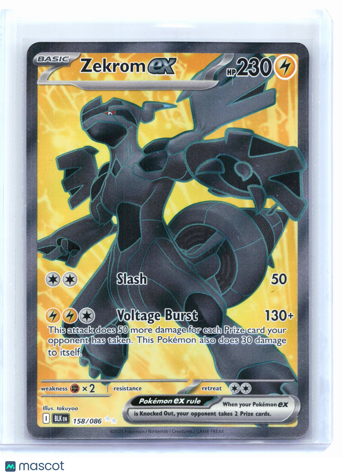 2025 Pokemon—Zekrom ex #158/086 Black Bolt—Ultra Rare Holo