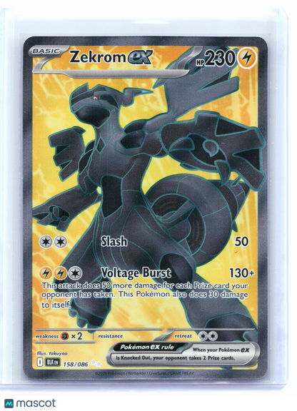 2025 Pokemon—Zekrom ex #158/086 Black Bolt—Ultra Rare Holo