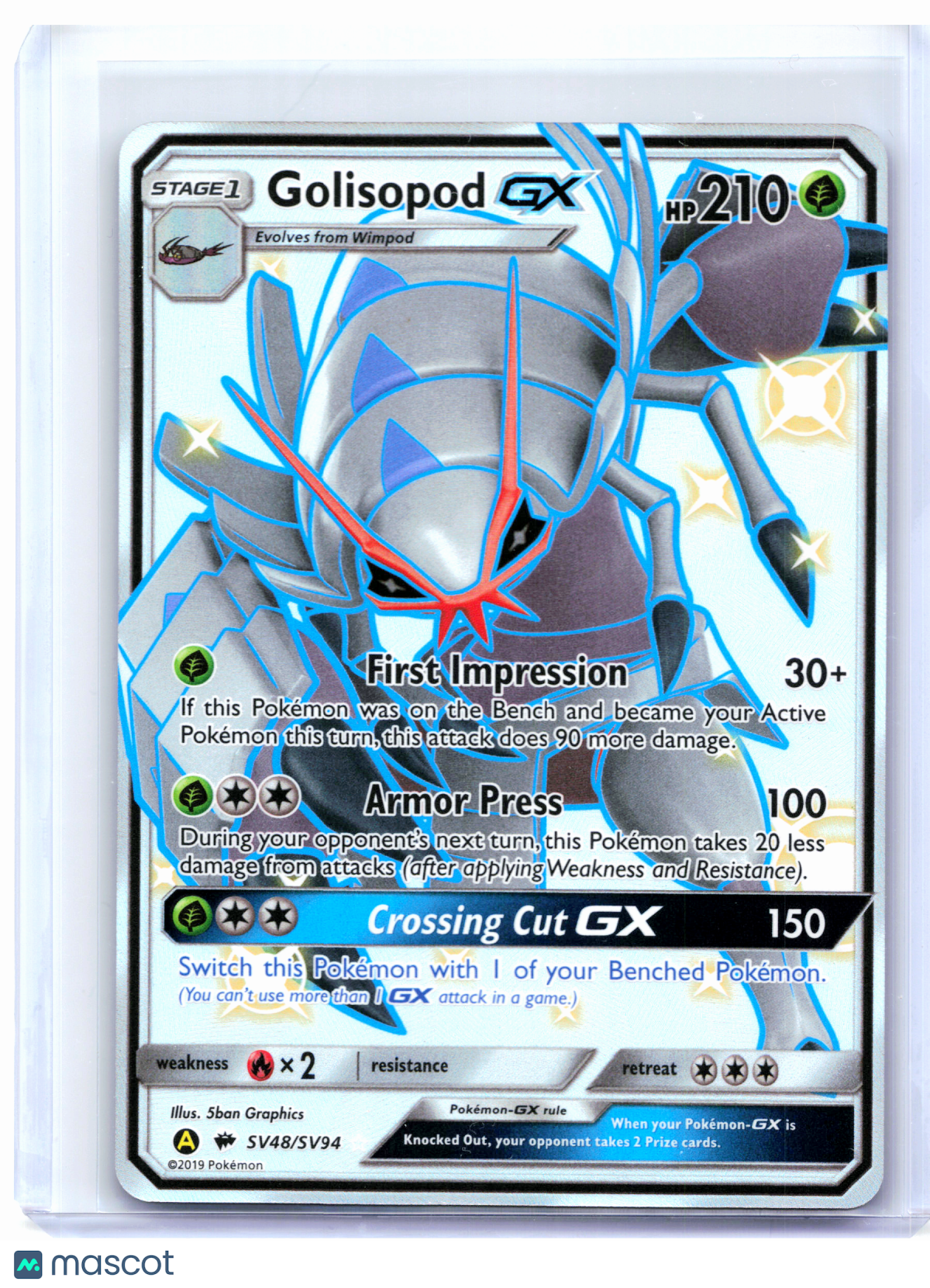 2019 Pokemon—Golisopod GX #SV48/SV94 Hidden Fates: Shiny Vault—Shiny Holo Rare