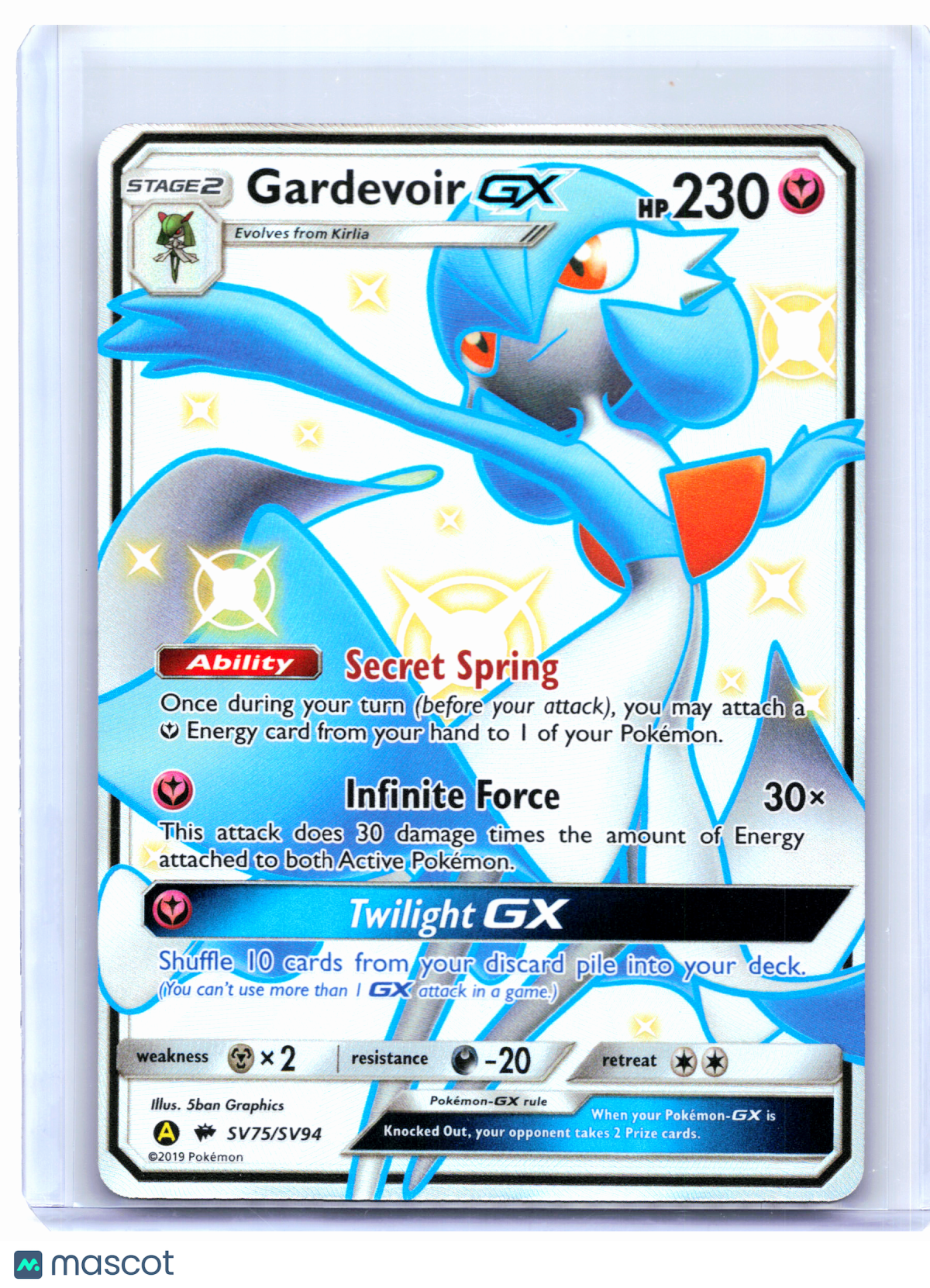 2019 Pokemon—Gardevoir GX #SV75/SV94 Hidden Fates: Shiny Vault—Shiny Holo Rare