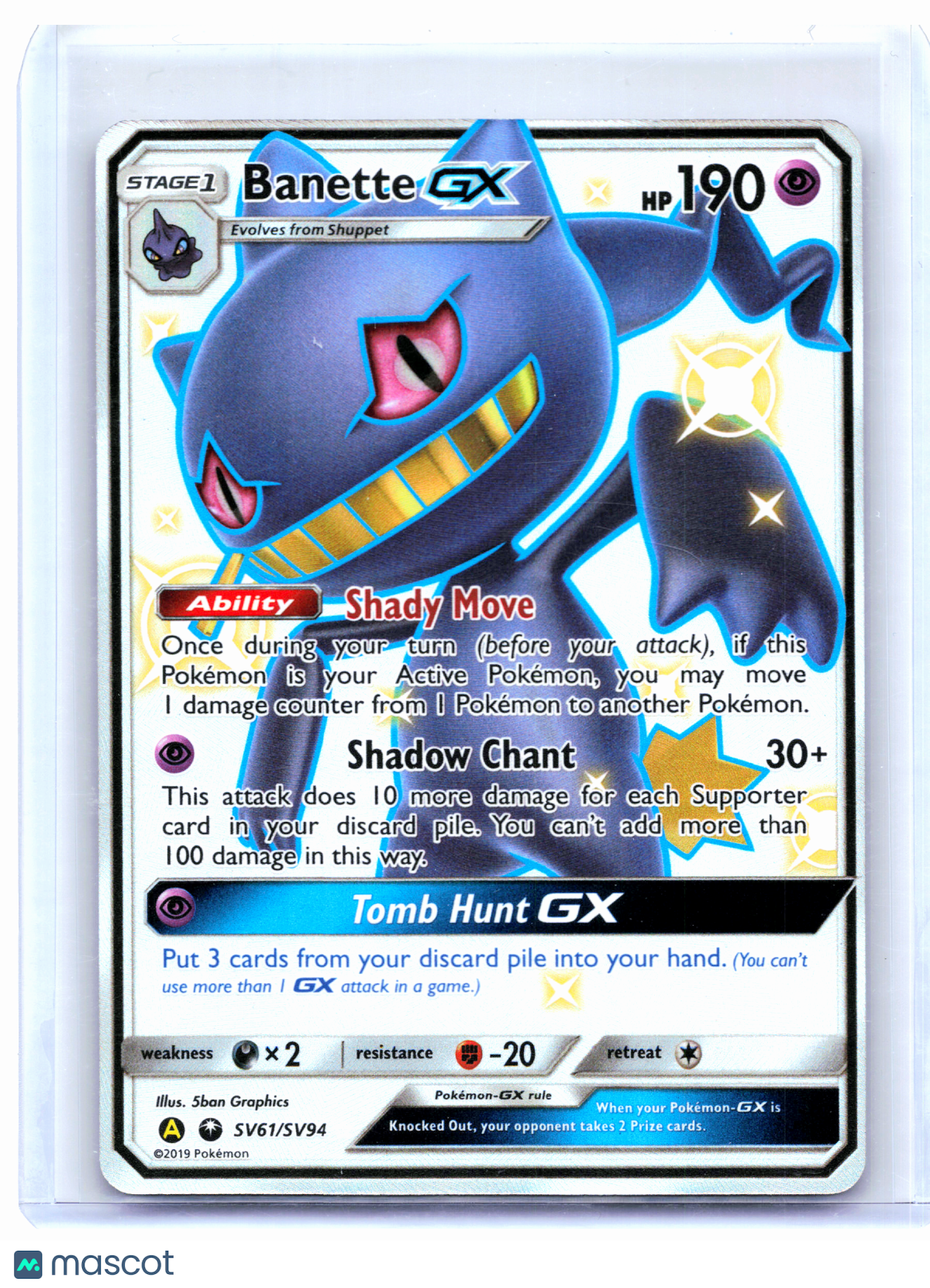 2019 Pokemon—Banette GX #SV61/SV94 Hidden Fates: Shiny Vault—Shiny Holo Rare