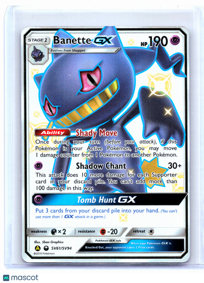 2019 Pokemon—Banette GX #SV61/SV94 Hidden Fates: Shiny Vault—Shiny Holo Rare